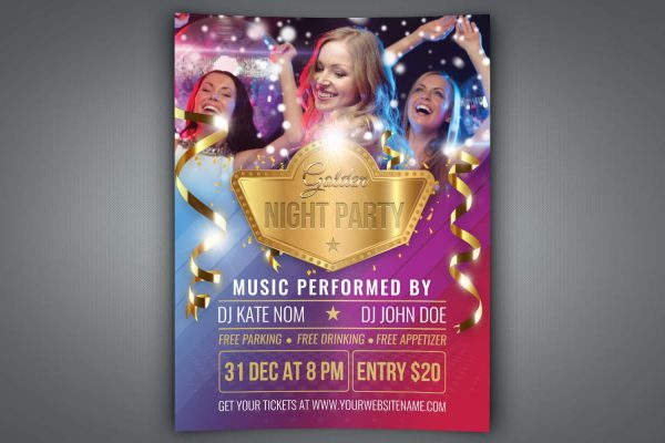Golden Party Flyer Template