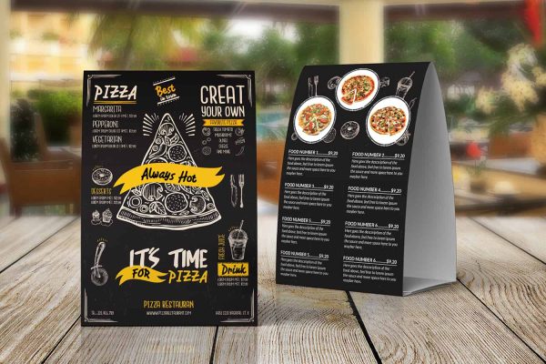 Pizza Restaurant Food Menu Table Tent Template