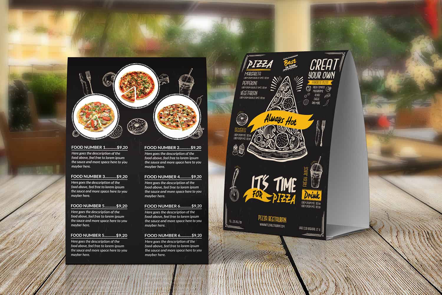 Pizza Restaurant Food Menu Table Tent Template