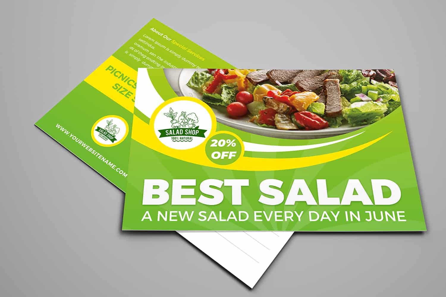 Salad Restaurant Postcard Template